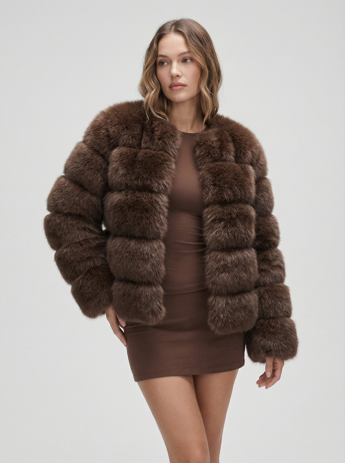 Aléor Beverly Pelzjacke Luxuriöse kuschelige Damenjacke für kalte Winter Tage