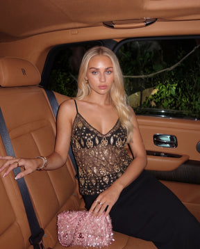 Léa embellished Top schwarz gold